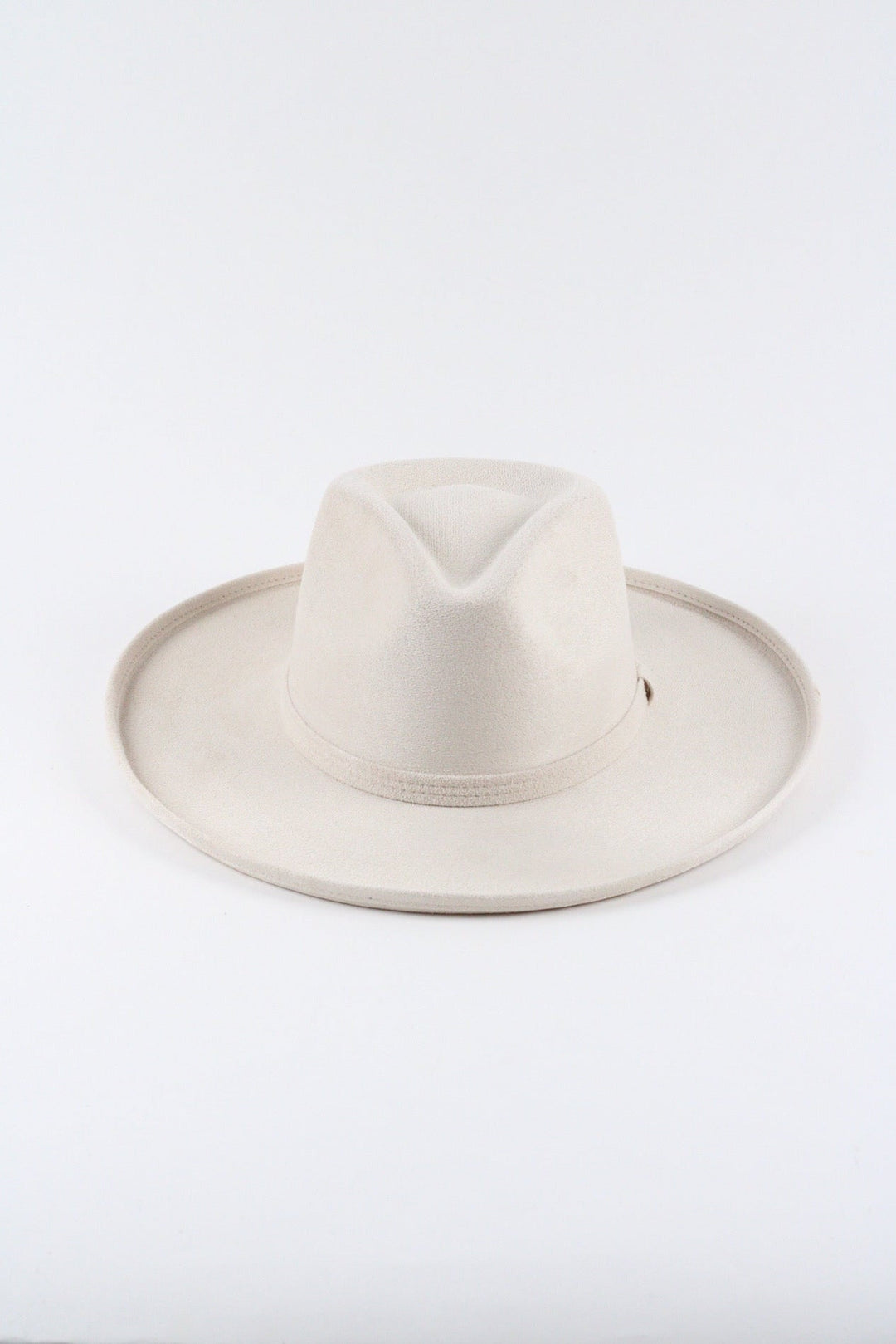 Vegan Suede Rancher Hat - Pencil Brim - Ivory