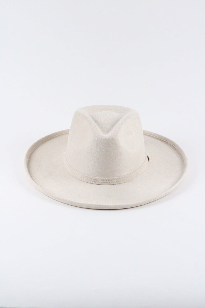 Vegan Suede Rancher Hat - Pencil Brim - Ivory