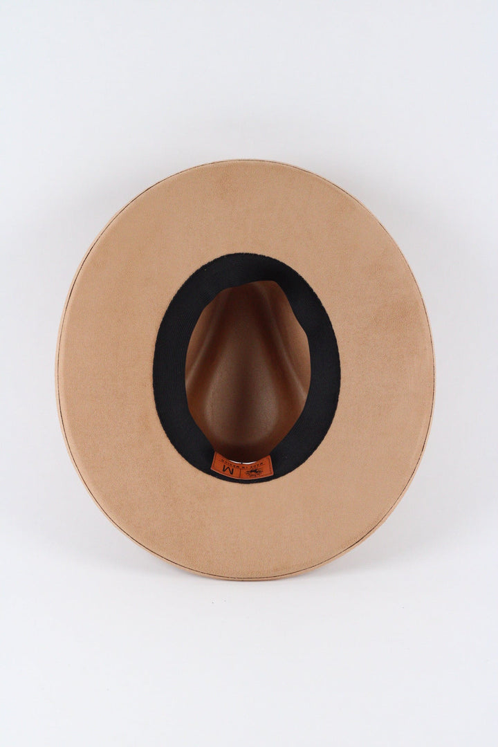 Vegan Suede Rancher Hat - Pencil Brim - Cappuccino