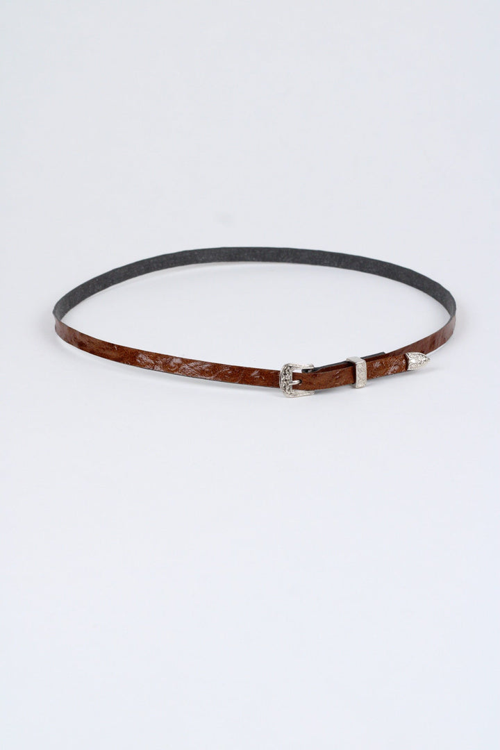 Ostrich Print Leather Hat Band w/ Buckle