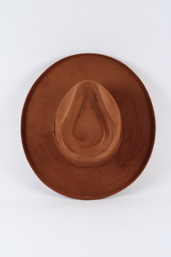 Vegan Suede Rancher Hat - Pencil Brim - Caramel