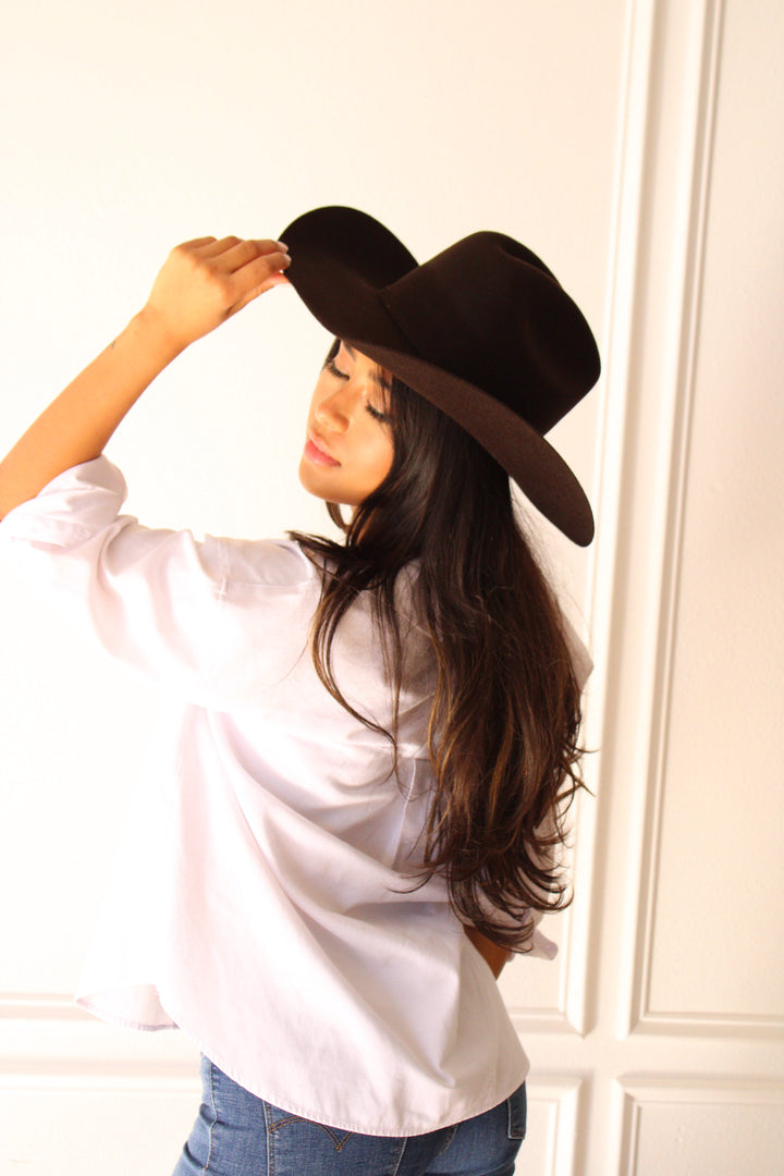 Wren Merino Wool Western Hat - Chocolate