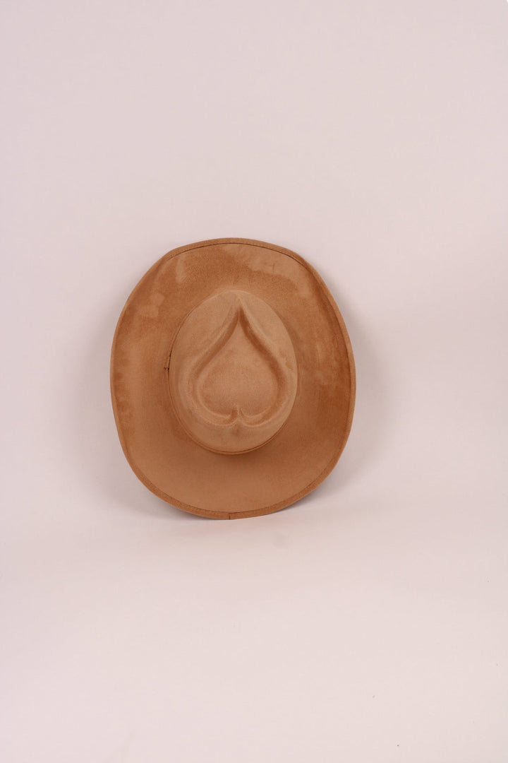 Vegan Suede Heart Shaped Cowboy Hat- Cappuccino