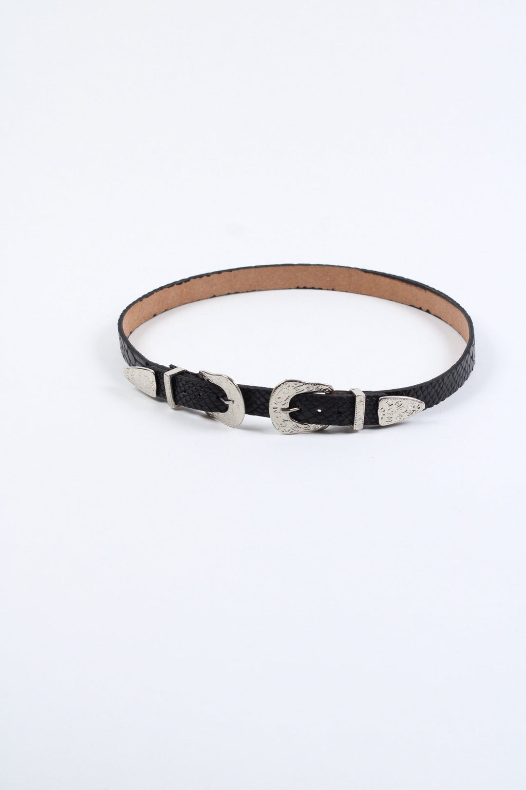 Double Buckle Leather Hat Band