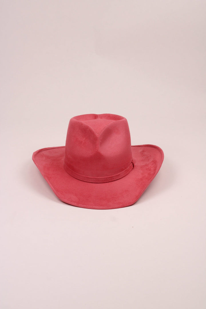 Vegan Suede Heart Shaped Cowboy Hat- Coral