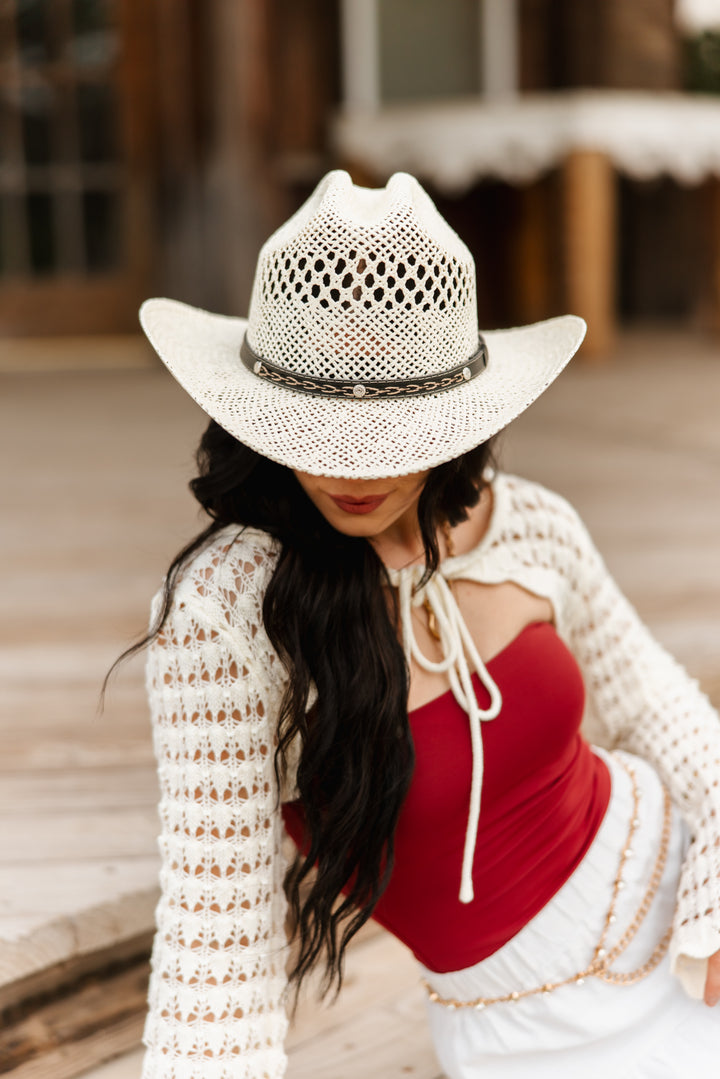 Montecito Raffia Cowboy Hat - Ivory