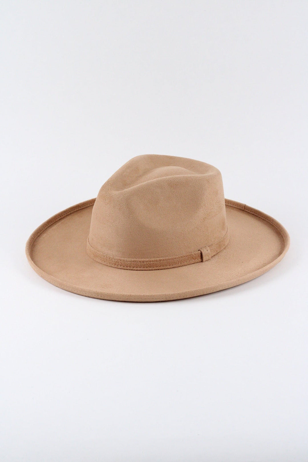 Vegan Suede Rancher Hat - Pencil Brim - Cappuccino