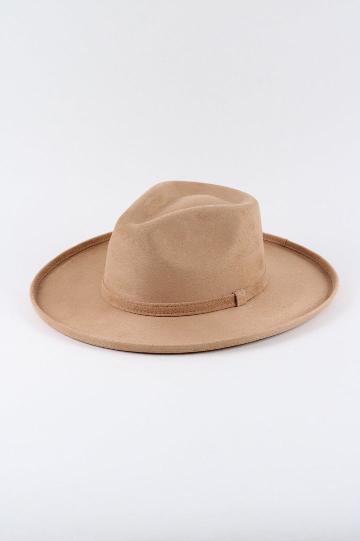 Vegan Suede Rancher Hat - Pencil Brim - Cappuccino