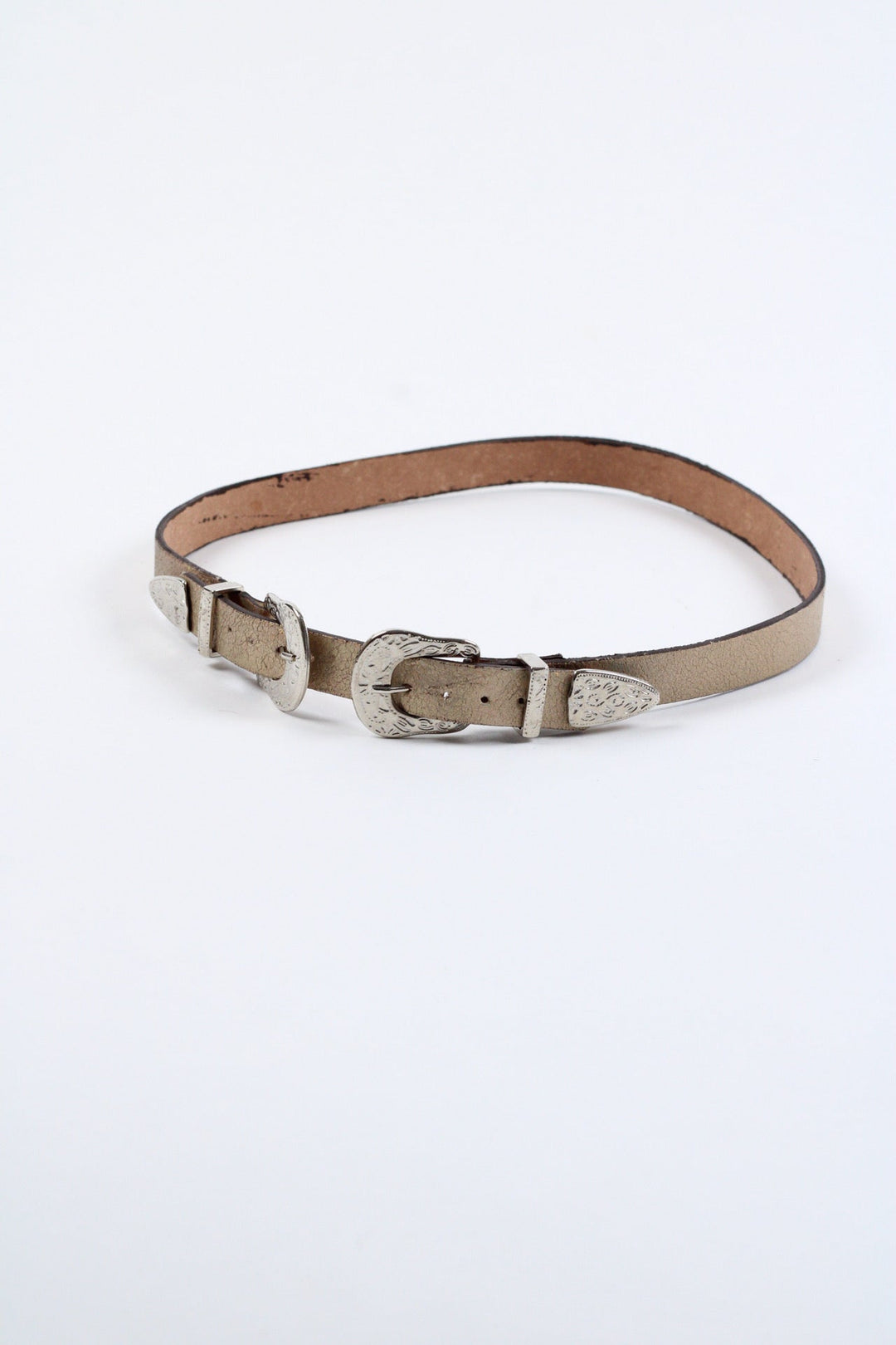 Double Buckle Leather Hat Band
