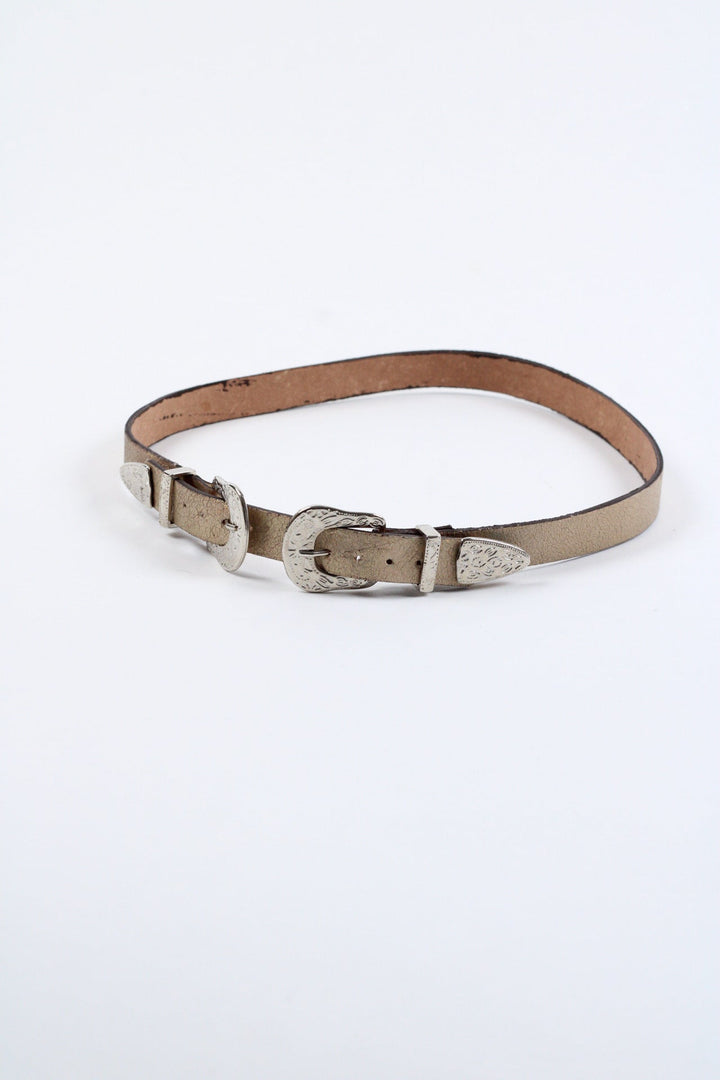 Double Buckle Leather Hat Band