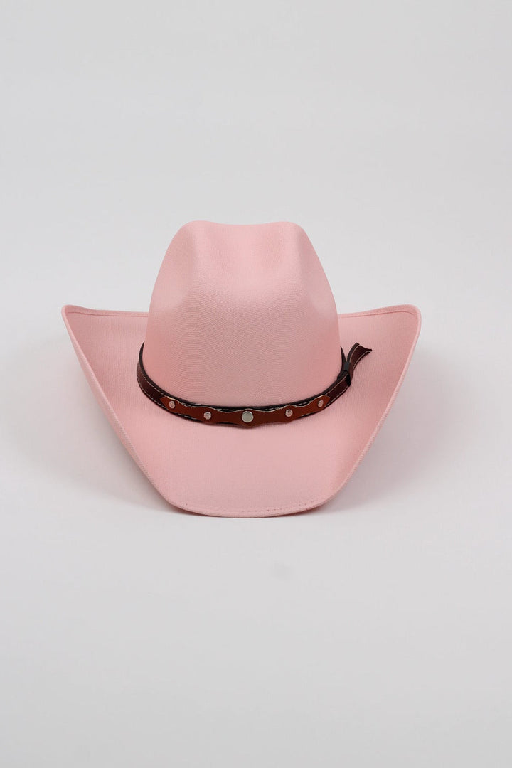 Kids Austin Structured Straw Cowboy Hat - Blush Pink
