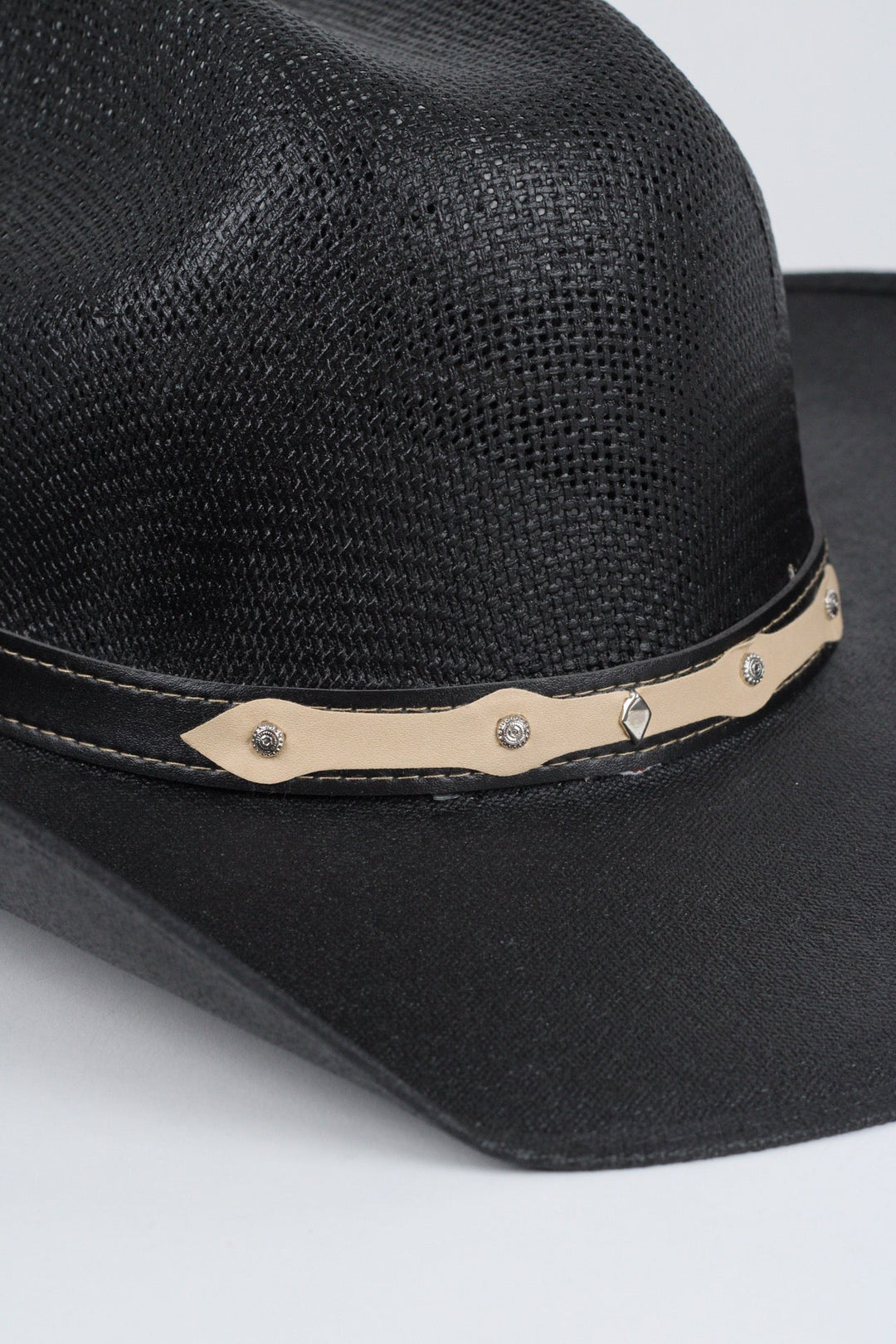 Luckenbach Bull Rider Straw Cowboy Hat - Black