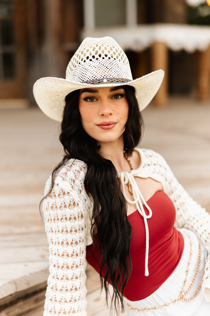 Montecito Raffia Cowboy Hat - Ivory