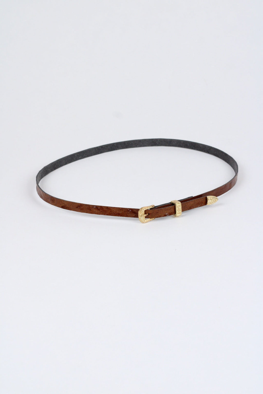 Ostrich Print Leather Hat Band w/ Buckle