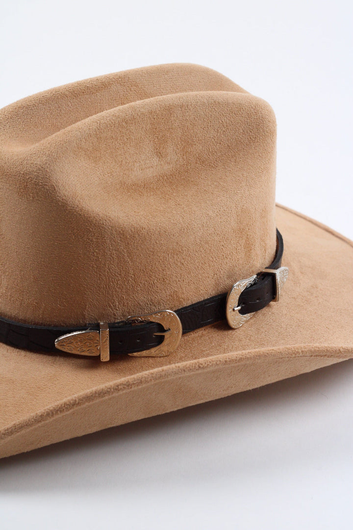 Double Buckle Leather Hat Band