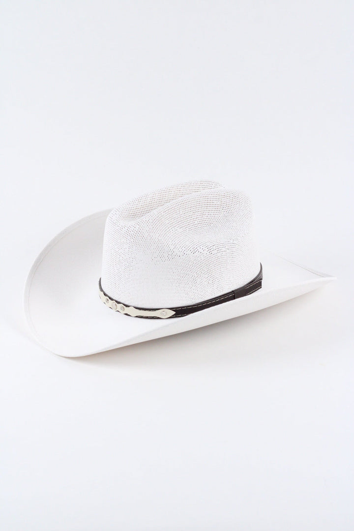 Luckenbach Cattlemen Straw Cowboy Hat - White