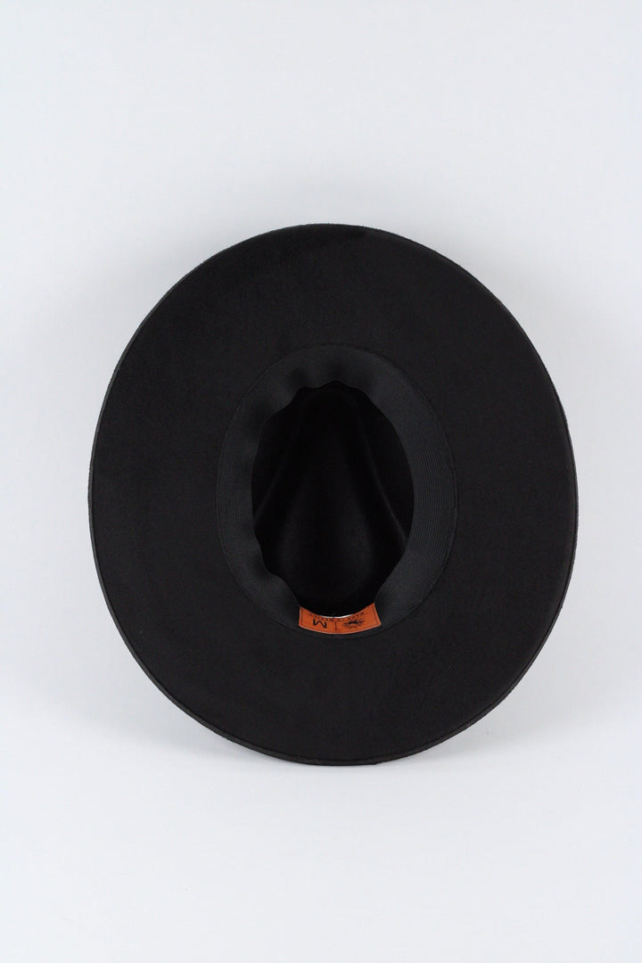 Vegan Suede Rancher Hat - Pencil Brim - Black