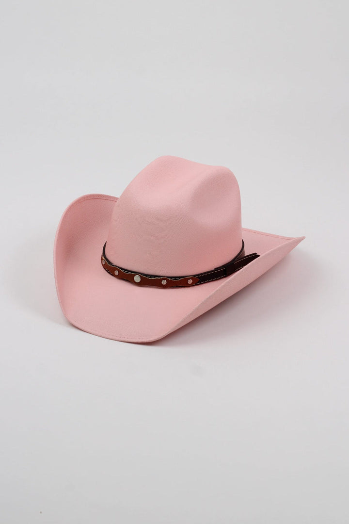Kids Austin Structured Straw Cowboy Hat - Blush Pink