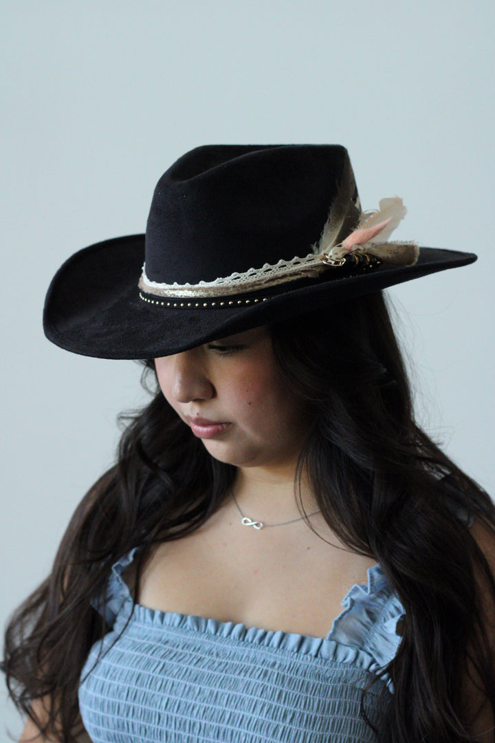 Bonnie Western Teardrop Hat - Black