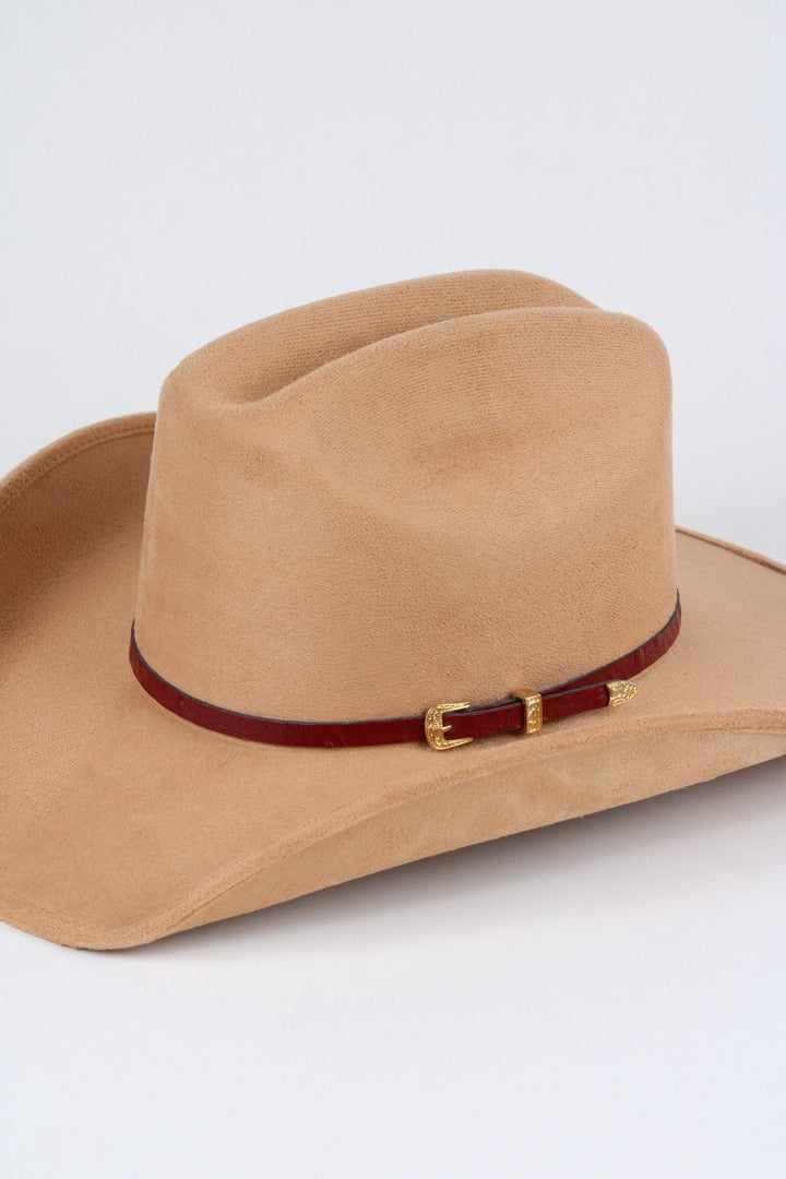 Ostrich Print Leather Hat Band w/ Buckle