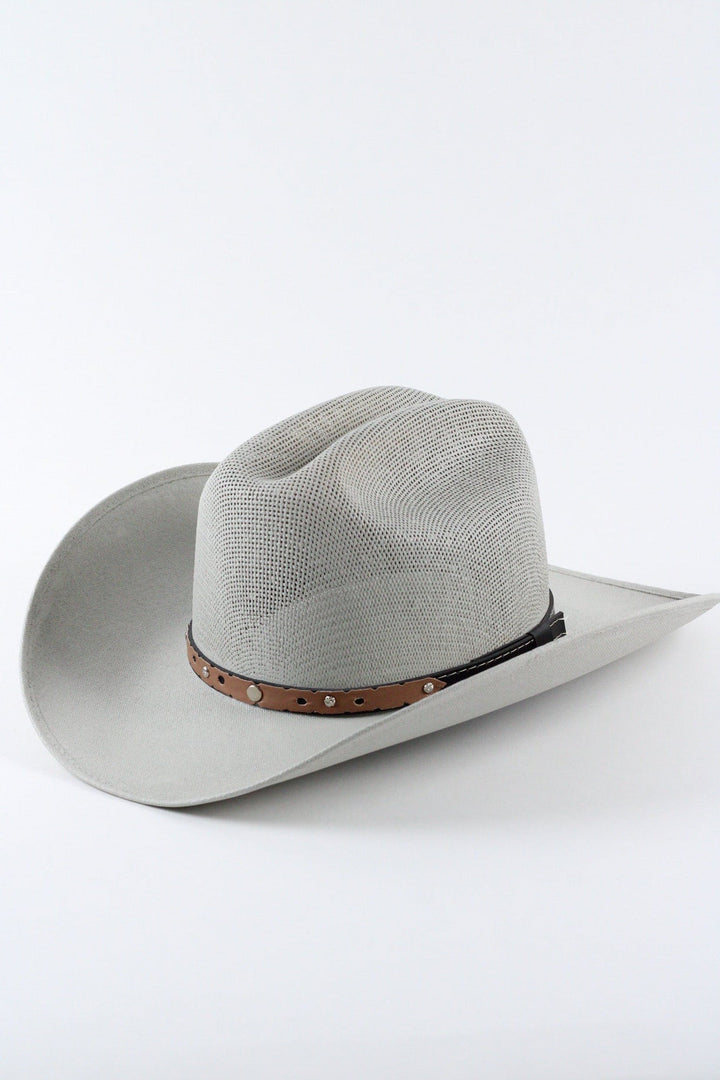 Luckenbach Cattlemen Straw Cowboy Hat - Light Grey