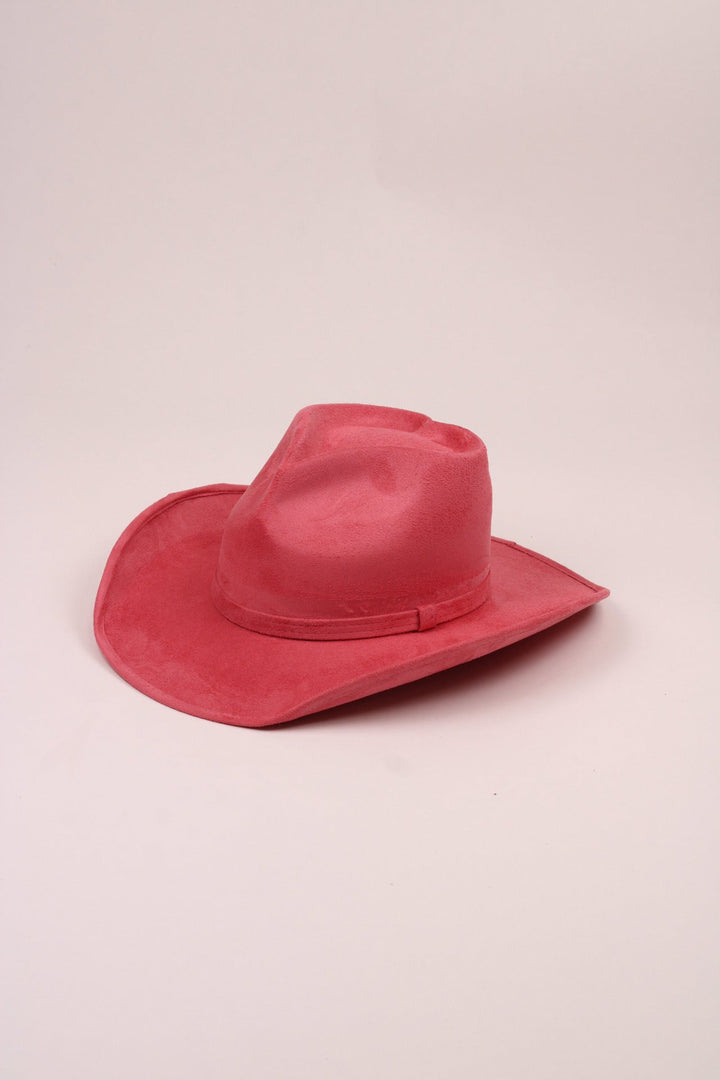 Vegan Suede Heart Shaped Cowboy Hat- Coral