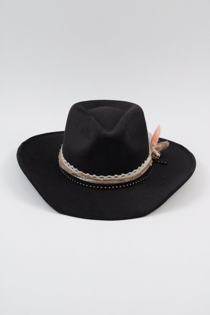 Bonnie Western Teardrop Hat - Black