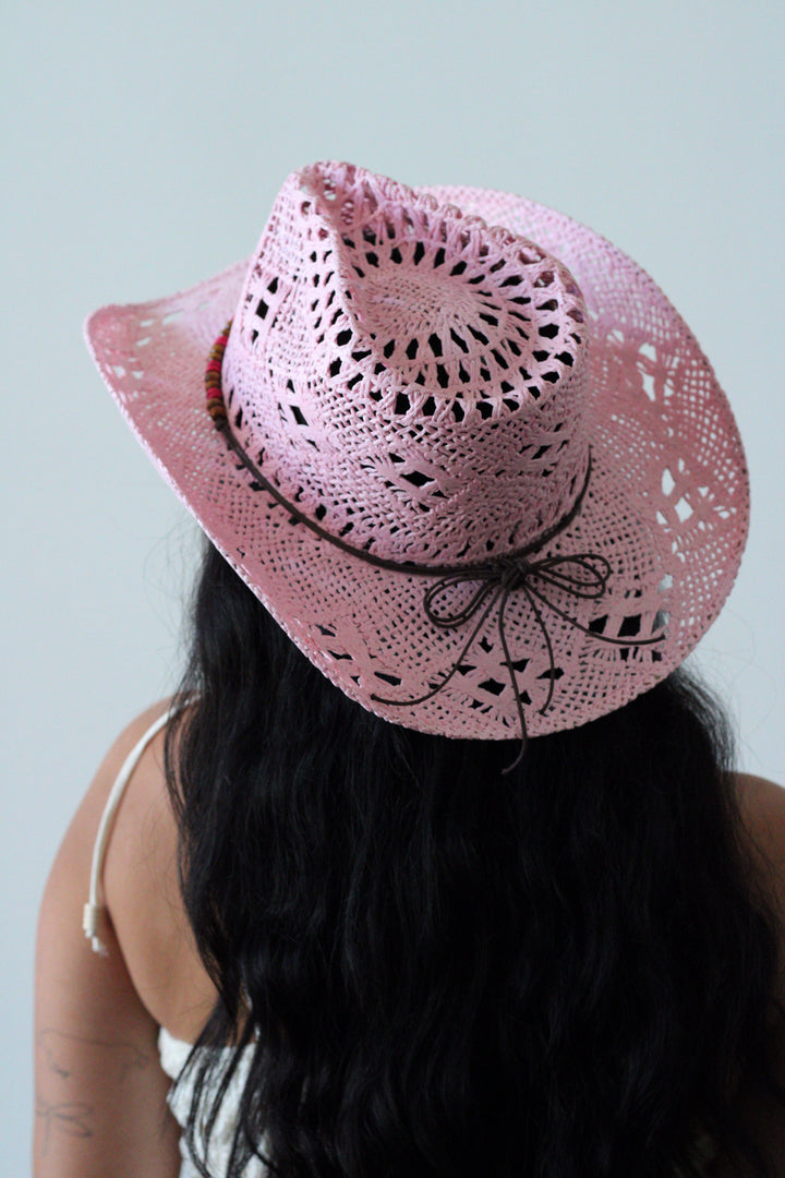 Bayside Western Raffia Hat - Pink