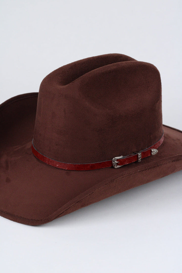 Ostrich Print Leather Hat Band w/ Buckle