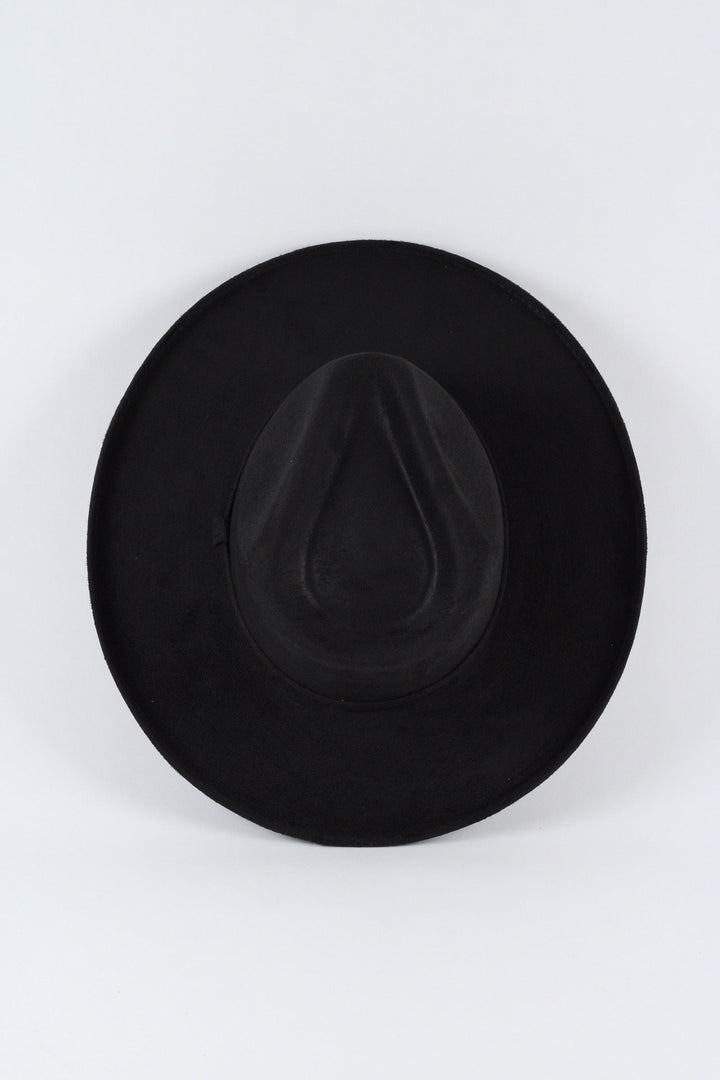Vegan Suede Rancher Hat - Pencil Brim - Black