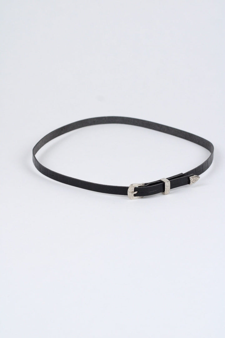 Crocodile Print Leather Hat Band w/ Buckle