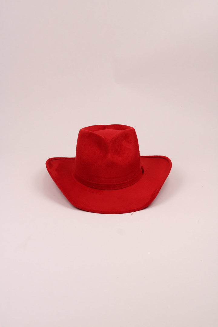 Vegan Suede Heart Shaped Cowboy Hat- Lipstick Red