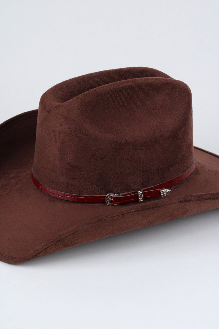 Crocodile Print Leather Hat Band w/ Buckle
