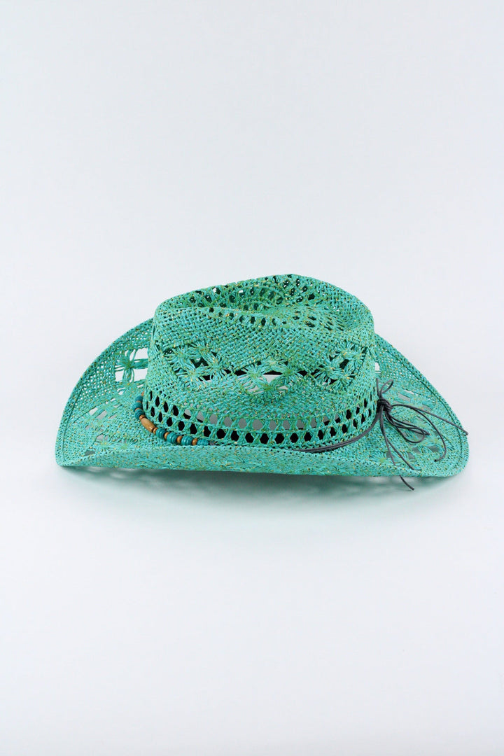 Bayside Rancher Raffia Hat - Aqua Green