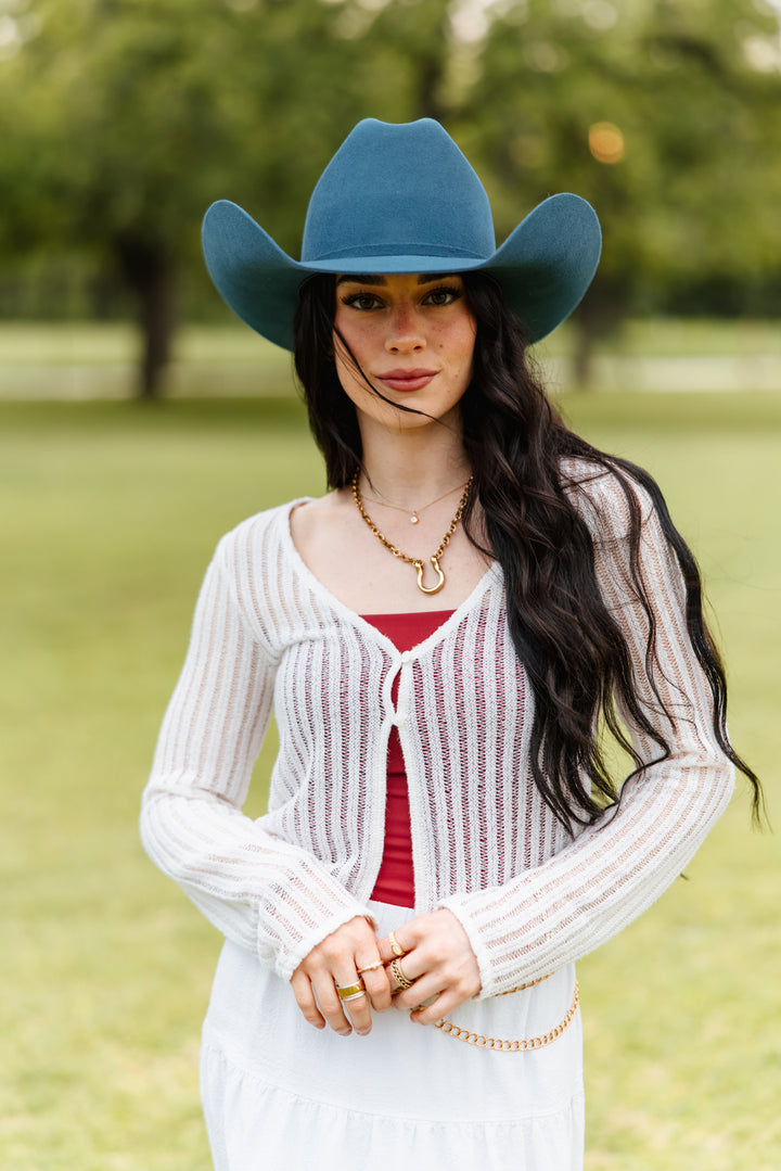 Wren Merino Wool Western Hat - Peacock Blue
