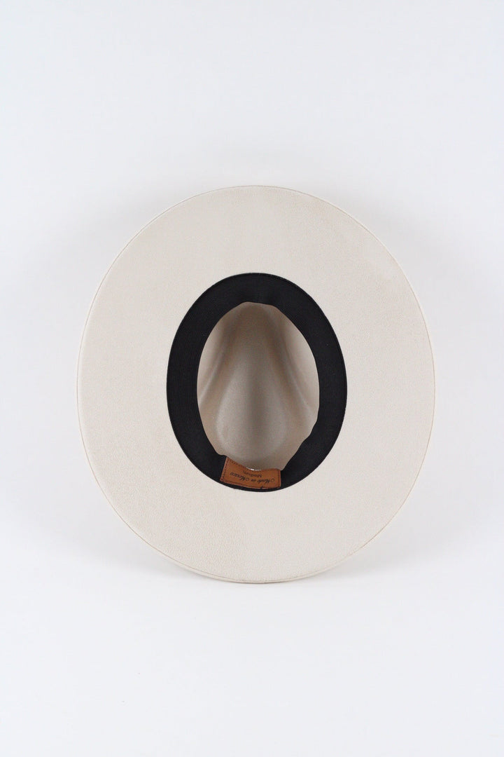 Vegan Suede Rancher Hat - Pencil Brim - Ivory