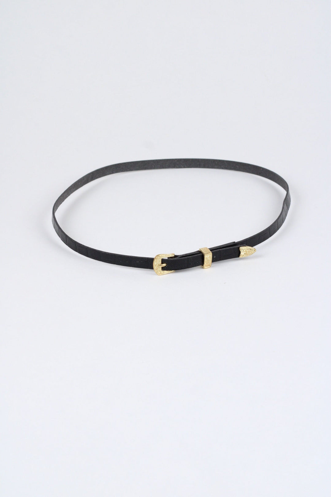 Crocodile Print Leather Hat Band w/ Buckle
