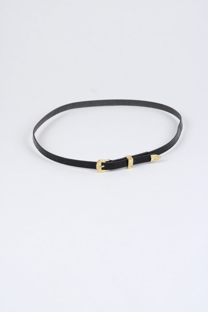 Crocodile Print Leather Hat Band w/ Buckle