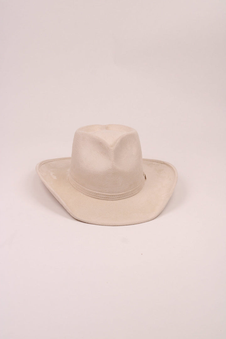 Vegan Suede Heart Shaped Cowboy Hat- Ivory