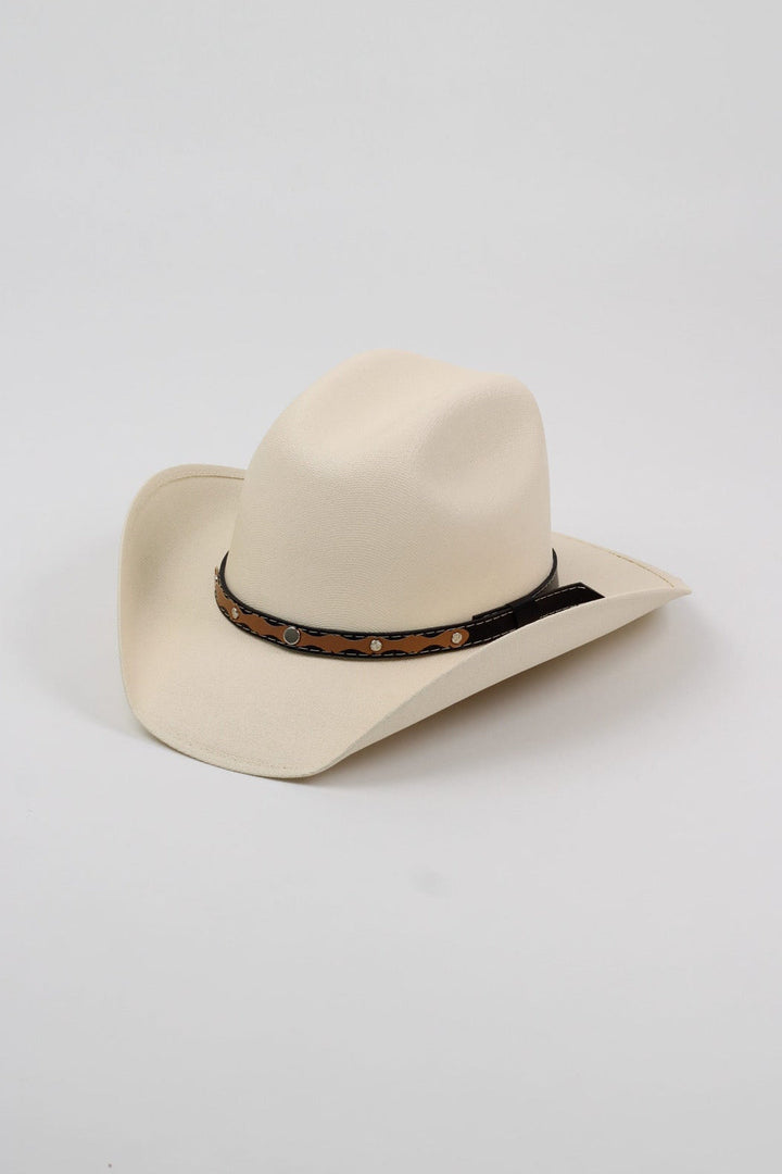 Kids Austin Structured Straw Cowboy Hat - Ivory