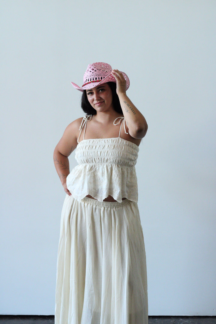 Bayside Western Raffia Hat - Pink