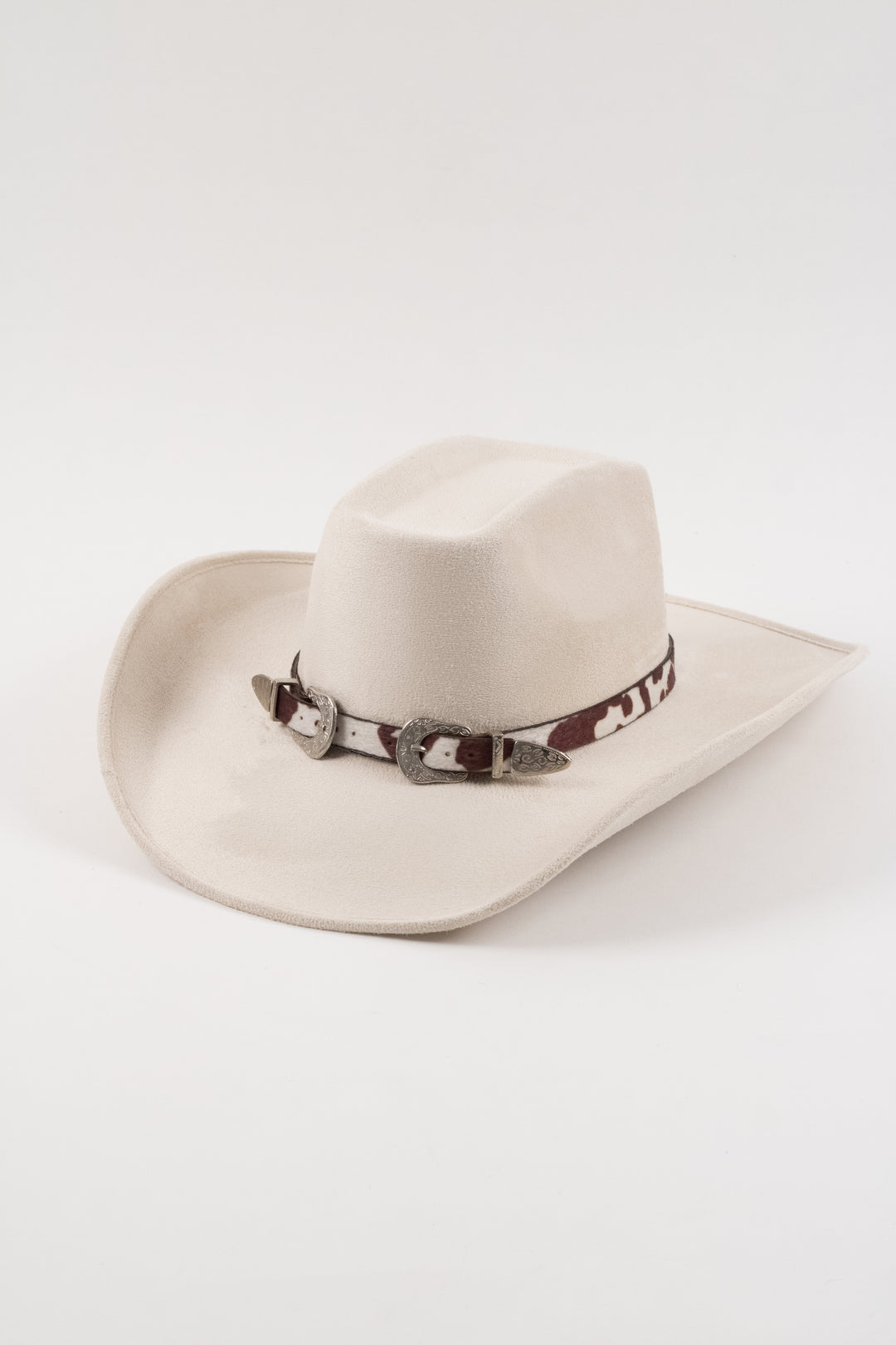 Double Buckle Leather Hat Band Animal Print Faux Fur