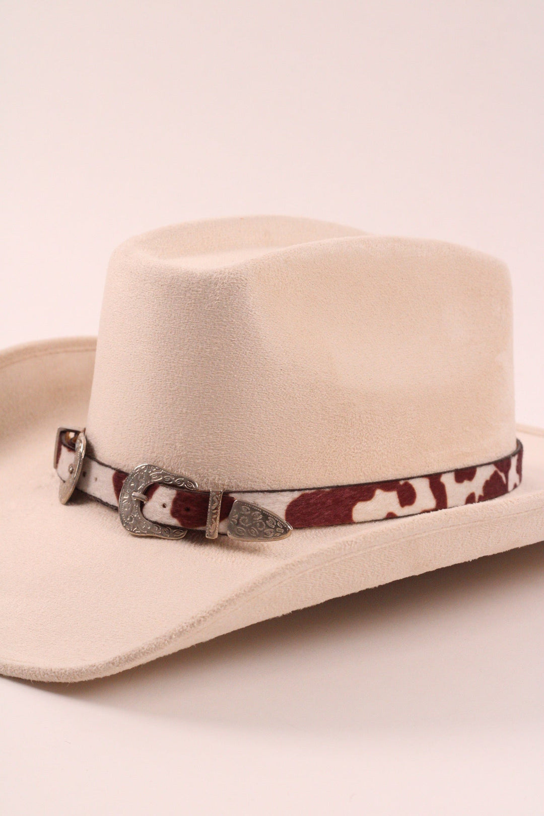 Double Buckle Leather Hat Band Animal Print Faux Fur
