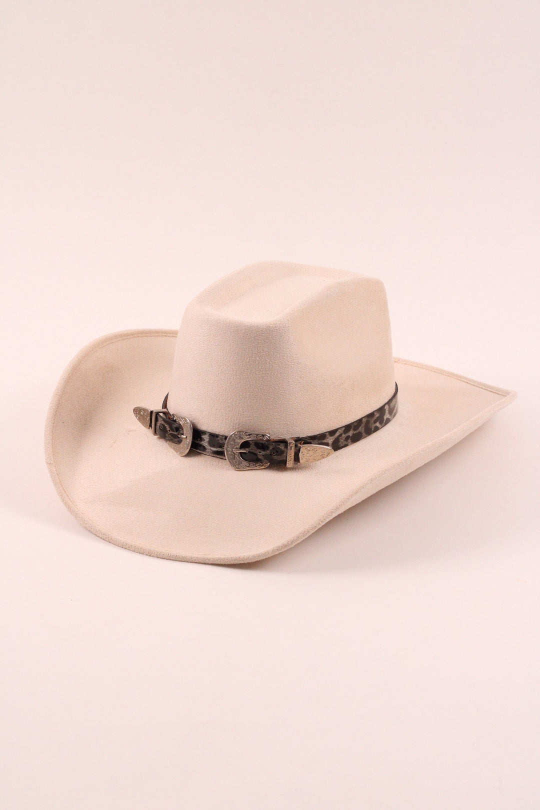 Double Buckle Leather Hat Band Leopard Print