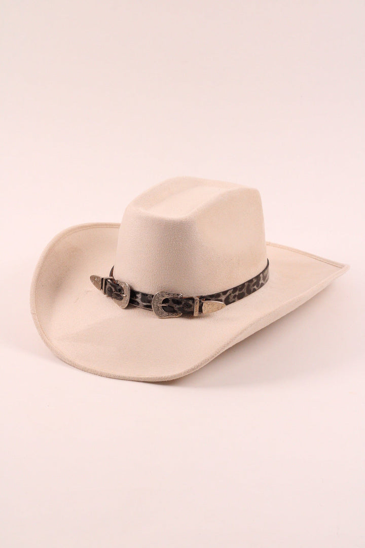 Double Buckle Leather Hat Band Leopard Print