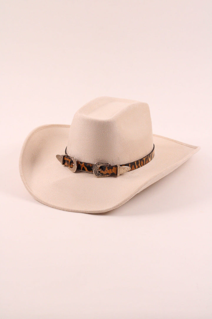 Double Buckle Leather Hat Band Leopard Print