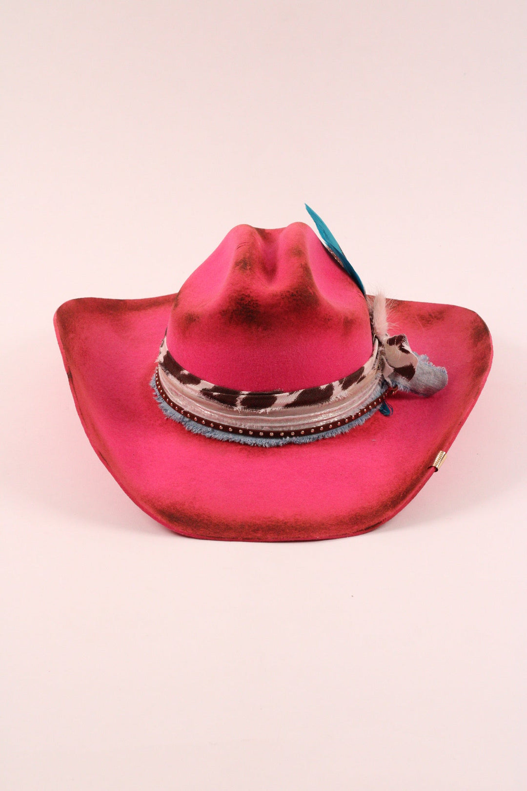 Hailey - Mustang Cowboy Hat - Hot Pink Distressed