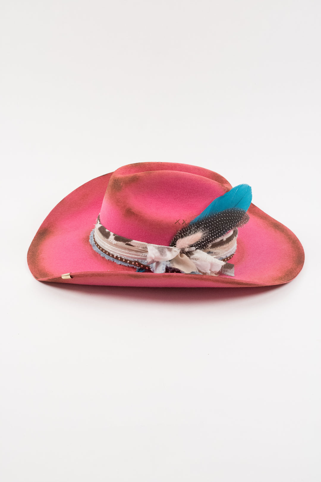 Hailey - Mustang Cowboy Hat - Hot Pink Distressed