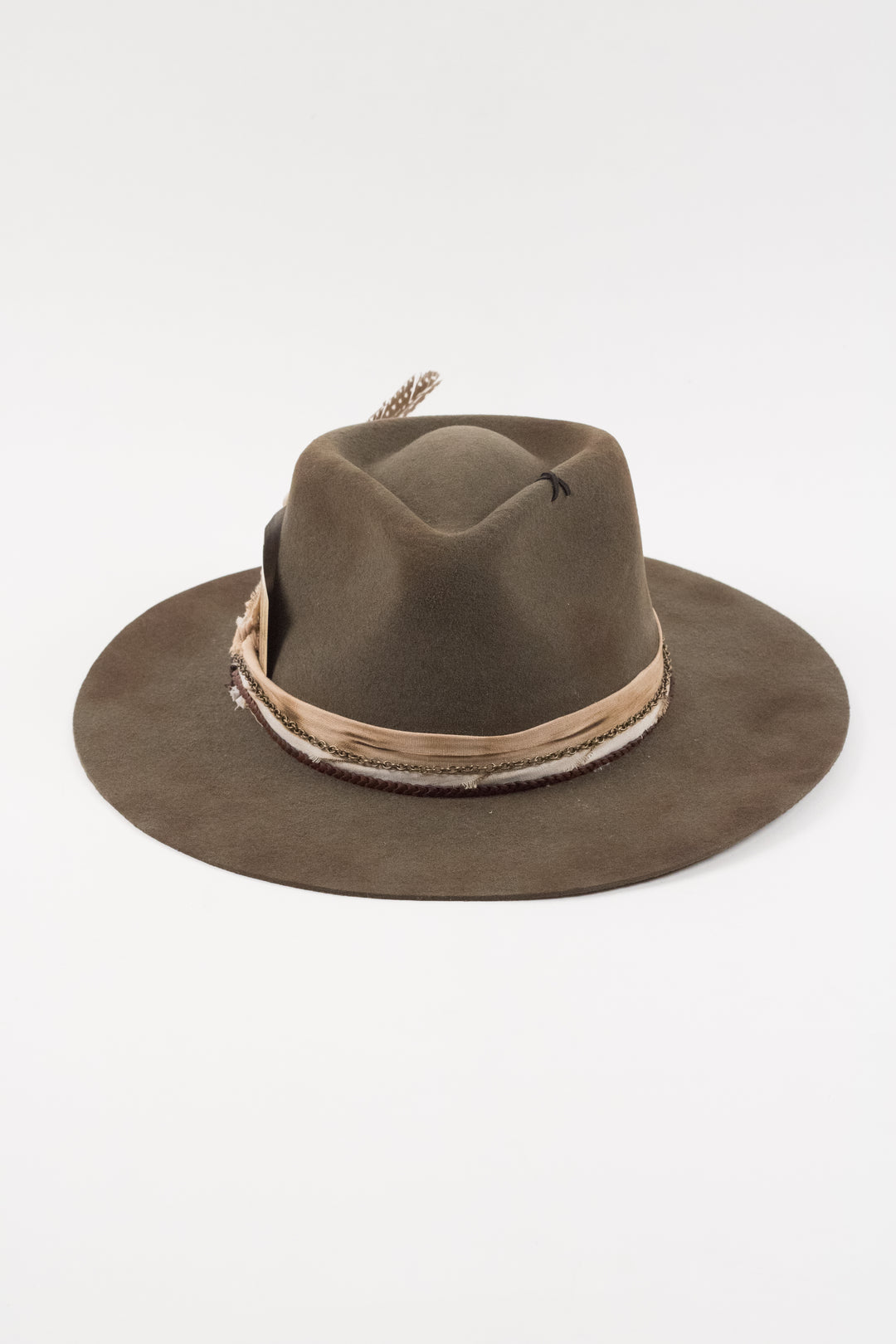 The Frankie Rancher - Wool Felt - Olive distressed