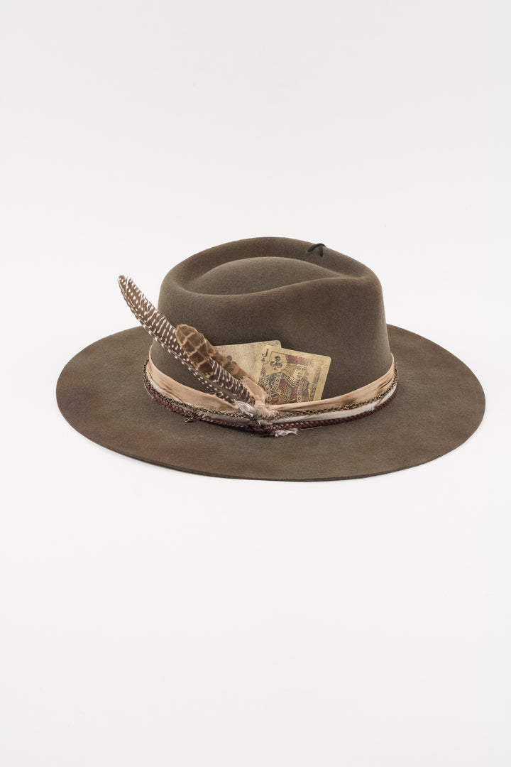 The Frankie Rancher - Wool Felt - Olive distressed